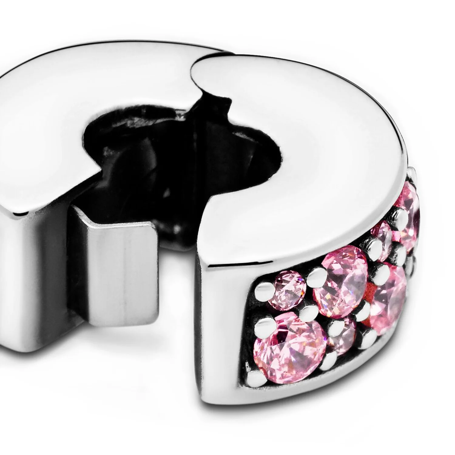 Pandora Colours 925 Sterling Silver Pink Pavé Clip Charm 791817PCZ - Image 2