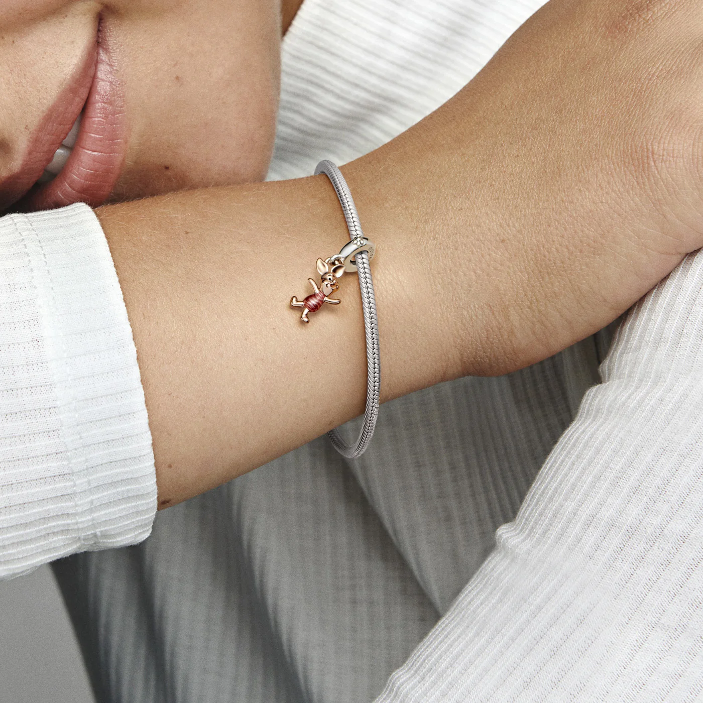 Pandora Disney 925 Sterling Silver Winnie The Pooh Piglet Charm 782208C01with14K RoseGold Plating - Image 3