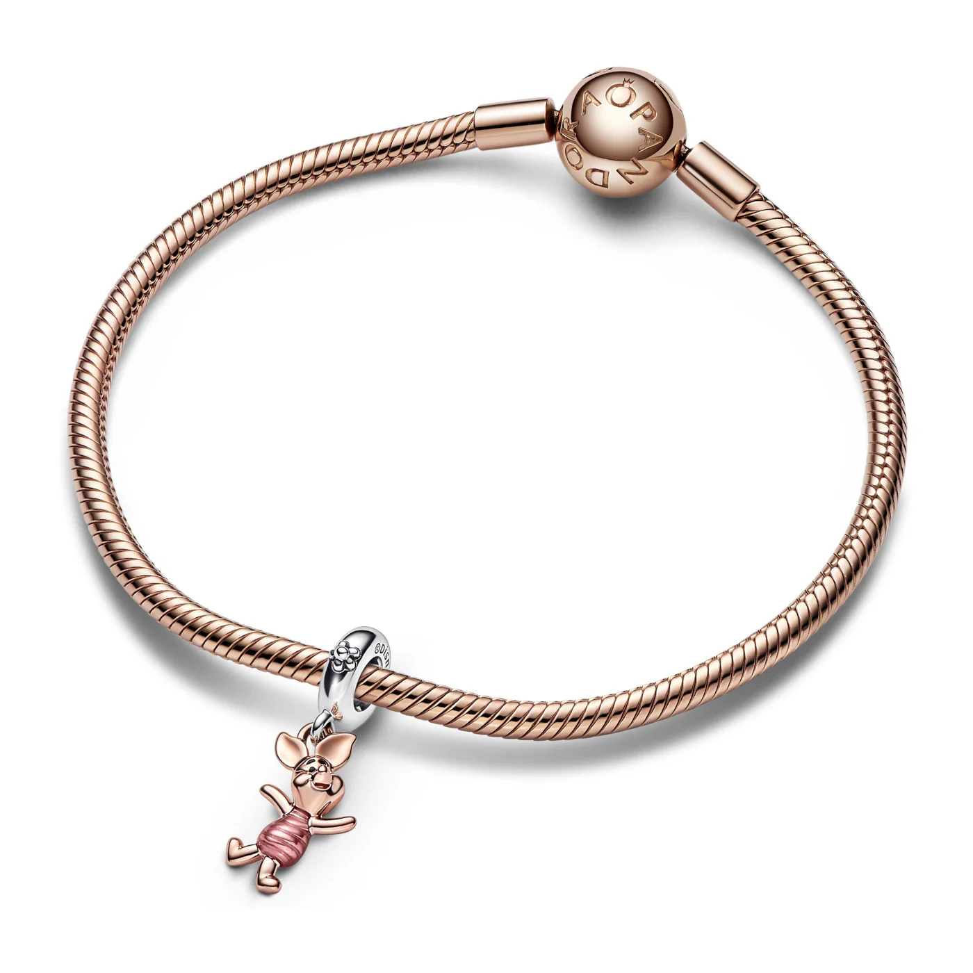 Pandora Disney 925 Sterling Silver Winnie The Pooh Piglet Charm 782208C01with14K RoseGold Plating - Image 4