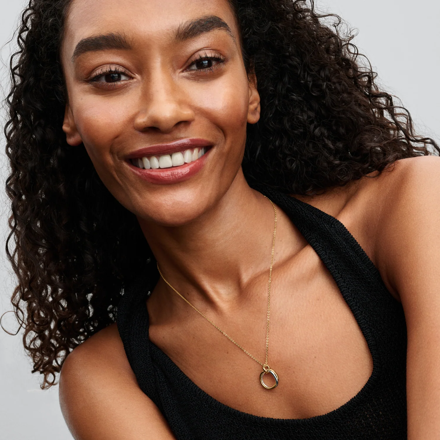 Pandora Essence Gold Plated Organically Shaped Two-Tone Pendant Necklace 363882C00-45 - Image 2