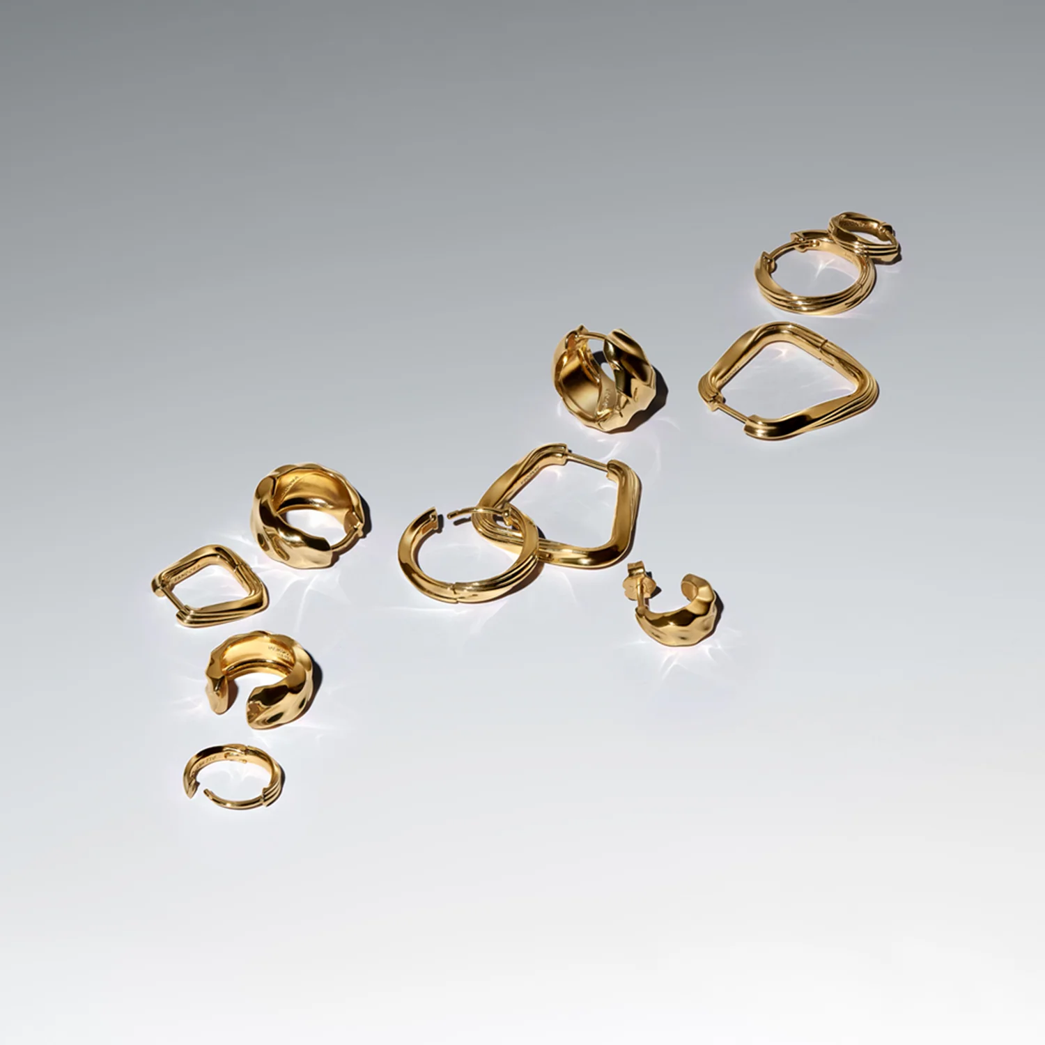 Pandora Essence Gold Plated Rippled Hoop Earrings 263874C00 - Image 3