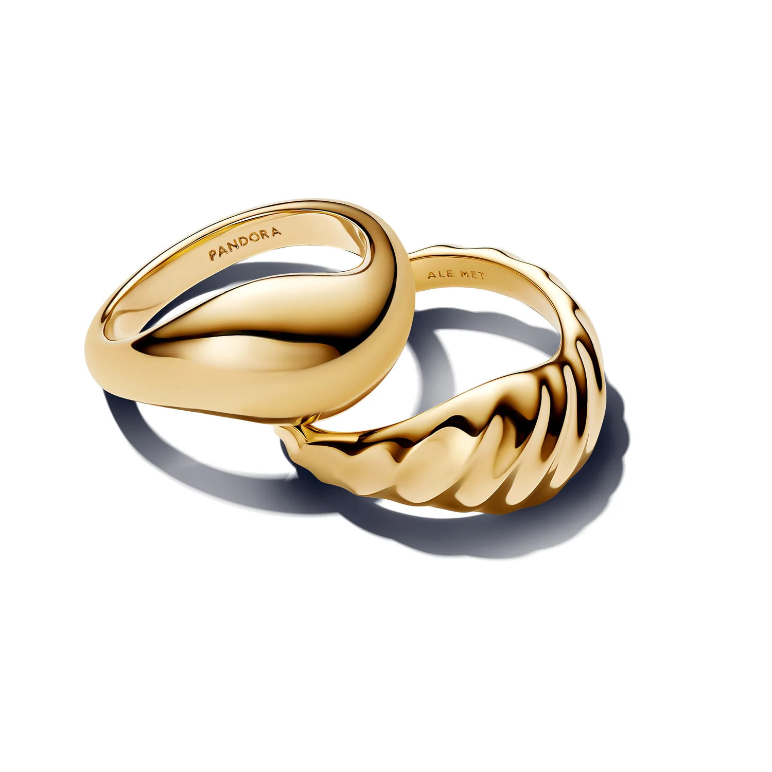 Pandora Essence Gold Plated Rippled Stacking Rings 163832C00-58 - Image 3