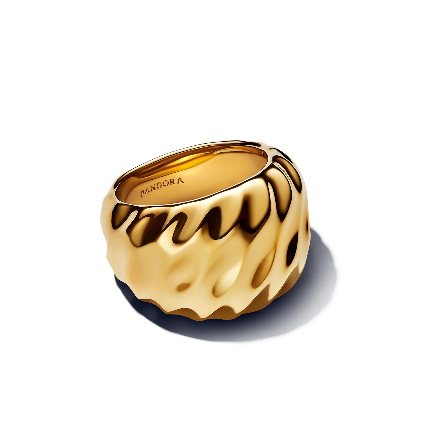 Pandora Essence Gold Plated Rippled Statement Ring 163884C00-52 - Image 2