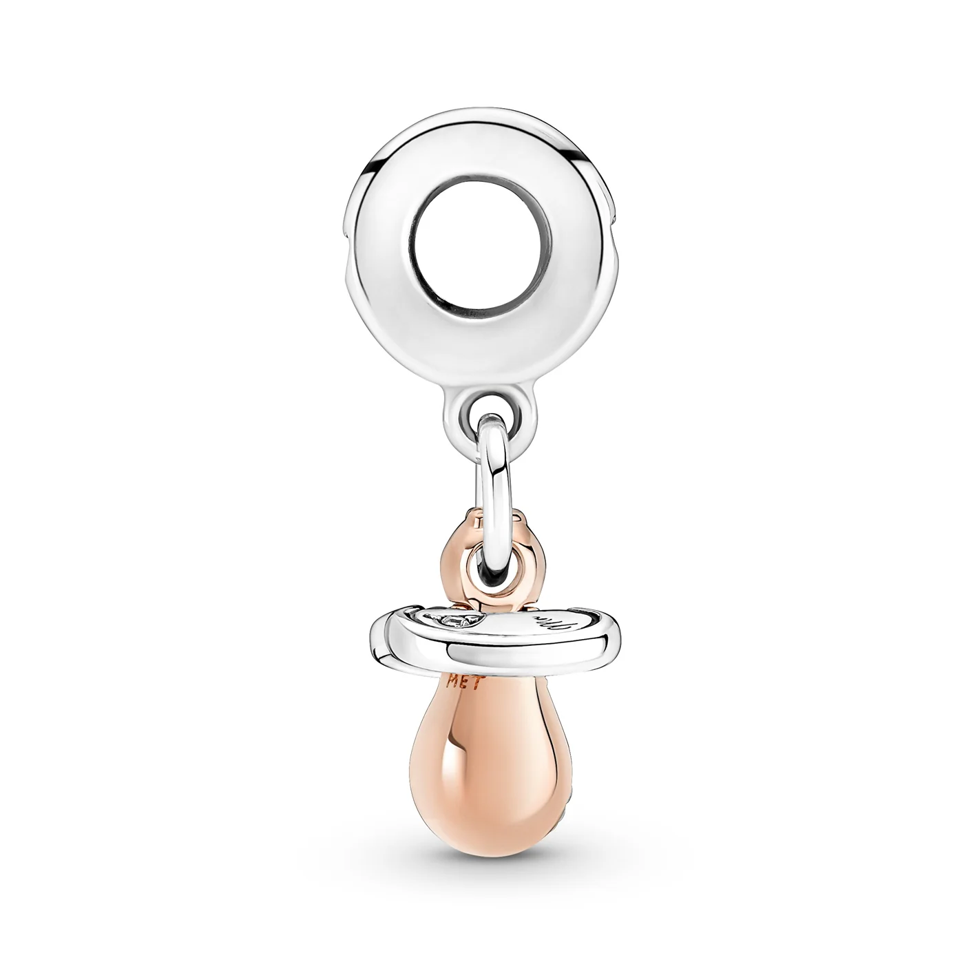 Pandora Moments 925 Sterling Silver Baby Pacifier Dangle Charm Rose Gold Plated 781490C01 - Image 4