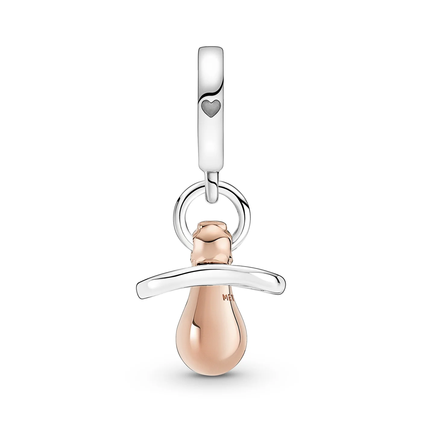 Pandora Moments 925 Sterling Silver Baby Pacifier Dangle Charm Rose Gold Plated 781490C01 - Image 5
