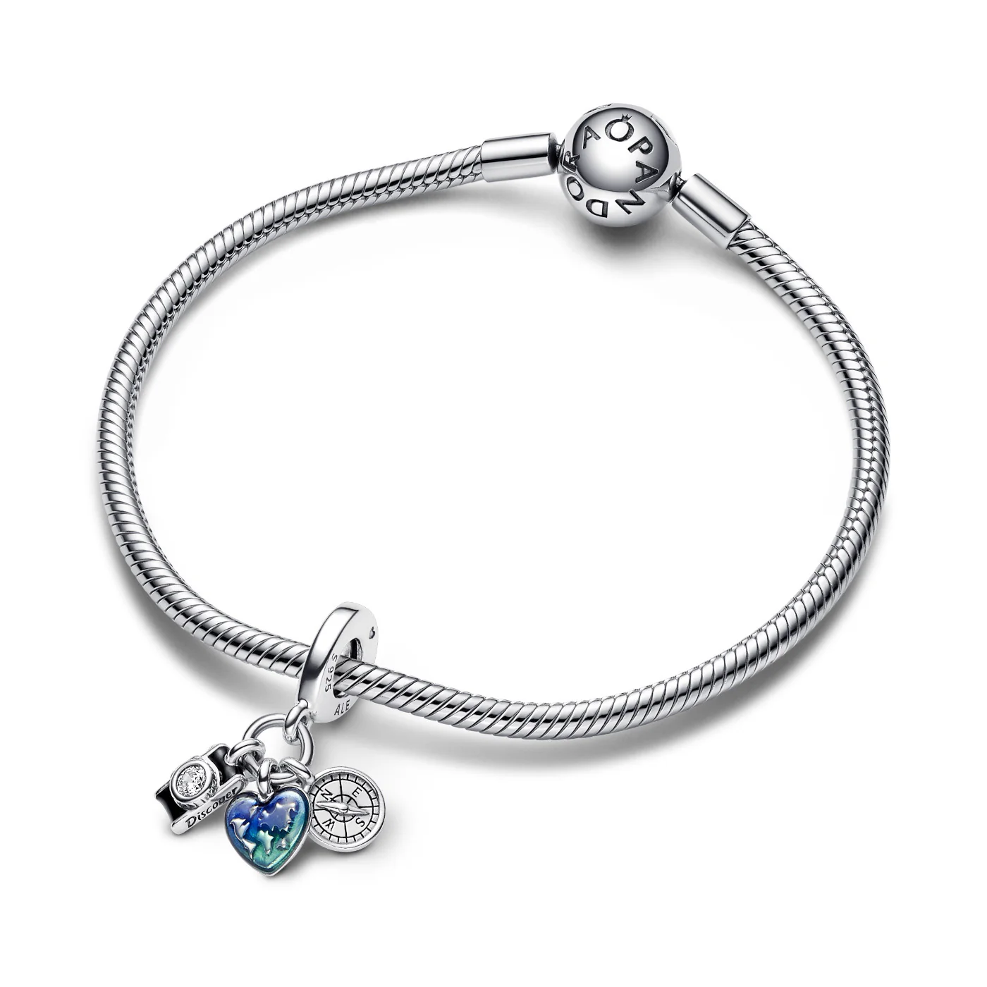 Pandora Moments 925 Sterling Silver Camera, Heart And Compass Charm 792703C01 - Image 4