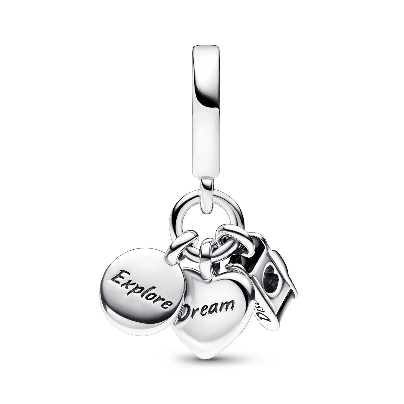 Pandora Moments 925 Sterling Silver Camera, Heart And Compass Charm 792703C01 - Image 5