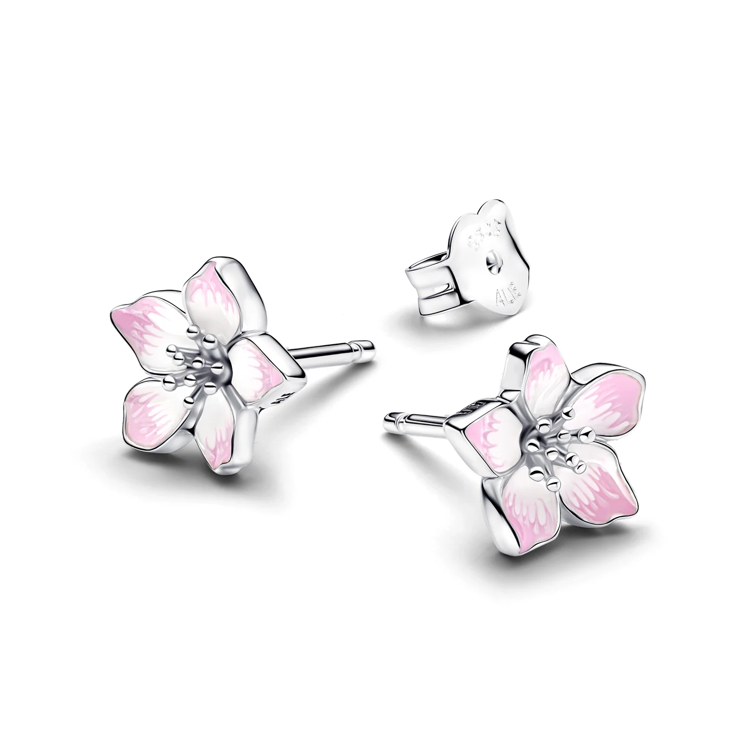 Pandora Moments 925 Sterling Silver Enamel Pink Cherry Blossom Stud Earrings 294370C01 - Image 3