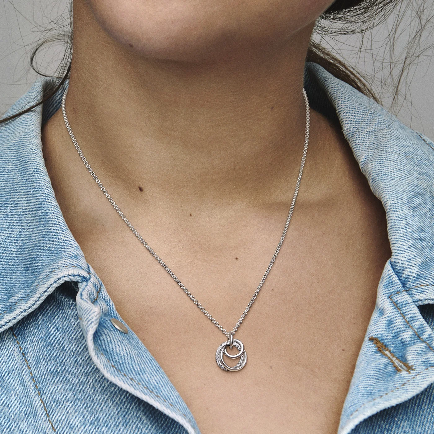 Pandora Moments 925 Sterling Silver Family Always Encircled Pendant Necklace 391455C01-60 (Length: 60.00 cm) - Image 3