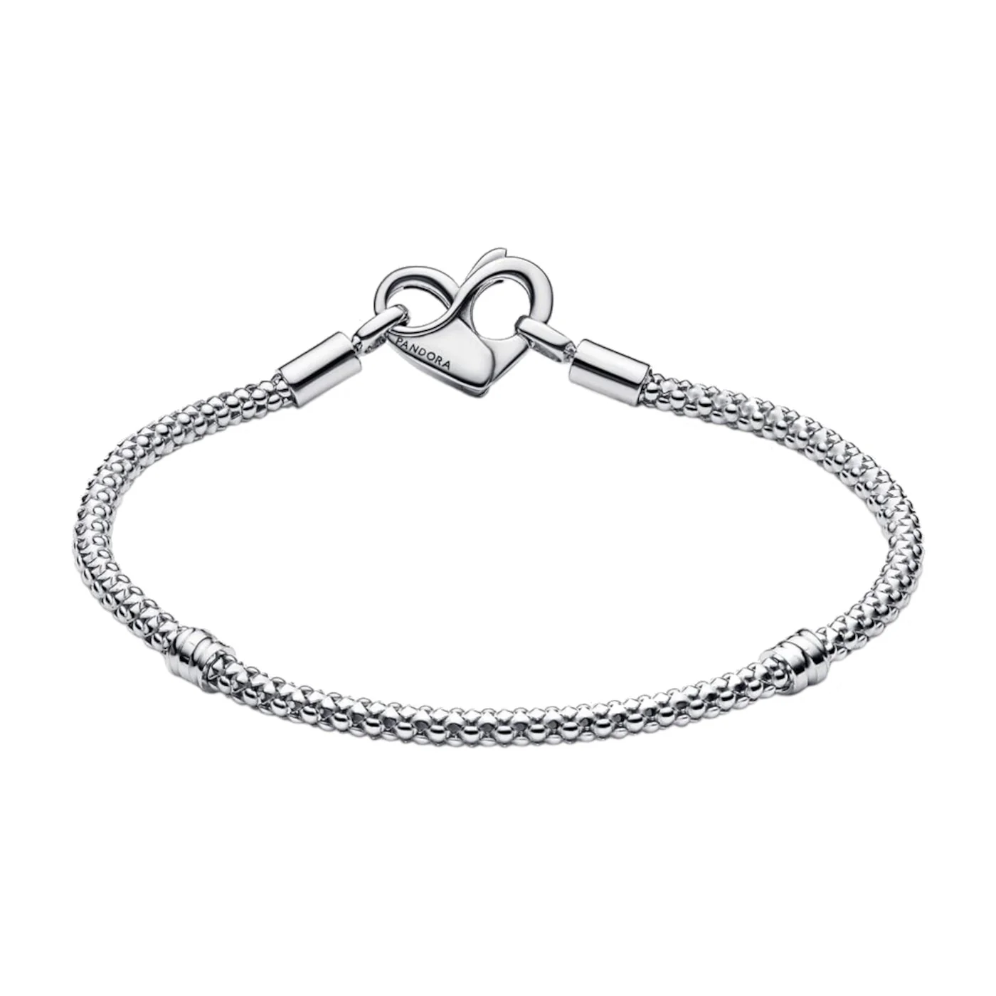 Pandora Moments 925 Sterling Silver Heart Claps Bracelet 592453C00-17 - Image 3