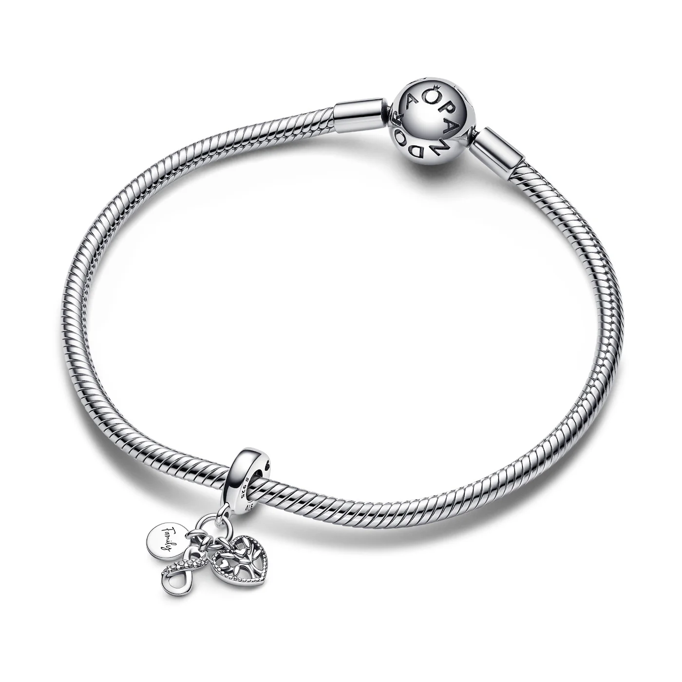Pandora Moments 925 Sterling Silver Infinity, Disc And Heart Charm 792201C01 - Image 2