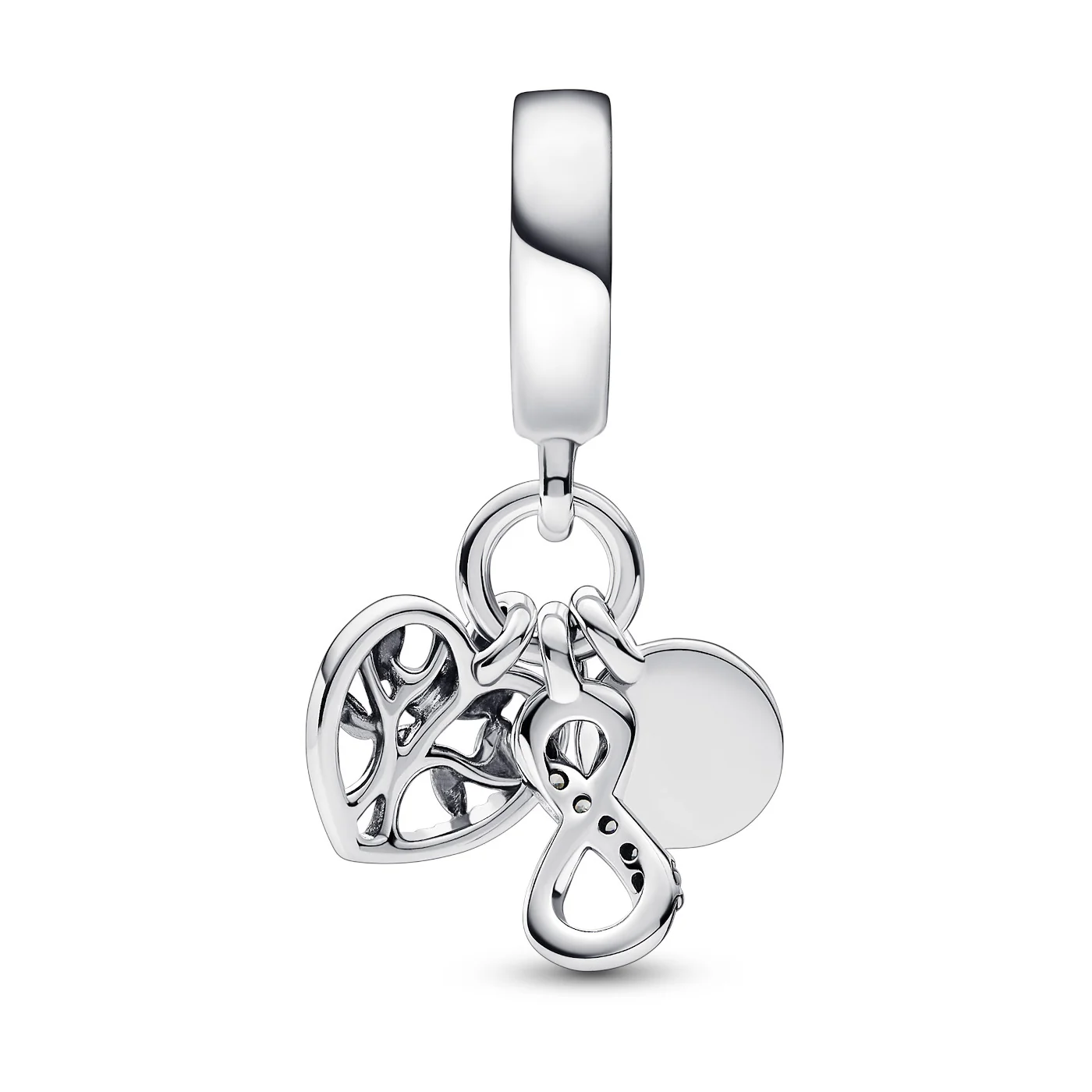 Pandora Moments 925 Sterling Silver Infinity, Disc And Heart Charm 792201C01 - Image 3