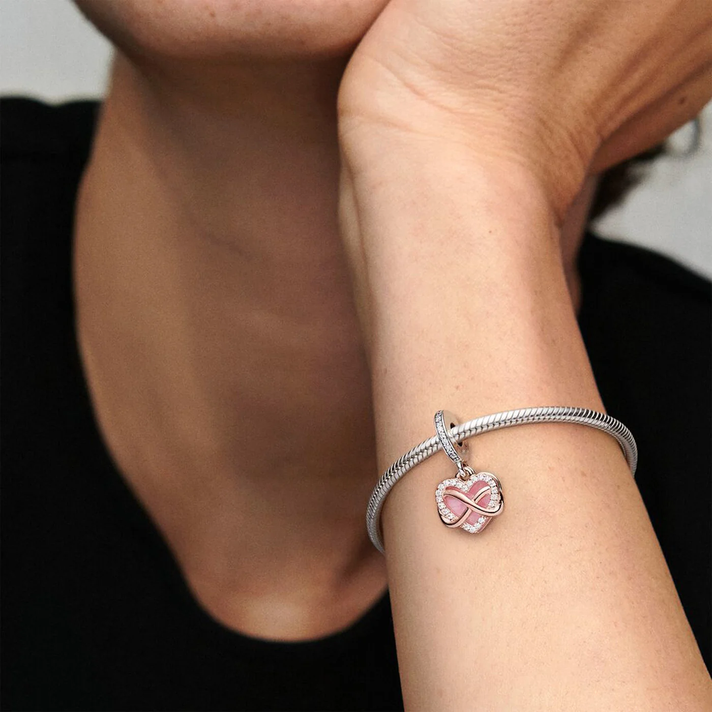 Pandora Moments 925 Sterling Silver Infinity Heart Charm with 14 Carat RoseGold Plating 788878C01 - Image 3