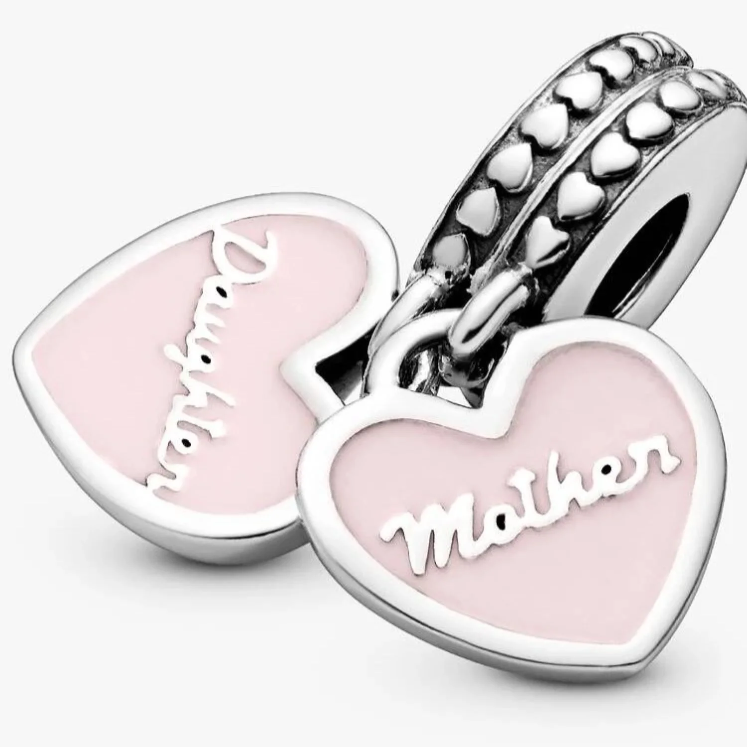Pandora Moments 925 Sterling Silver Mother & Daughter Hearts Dangle Charm 792072EN40 - Image 2