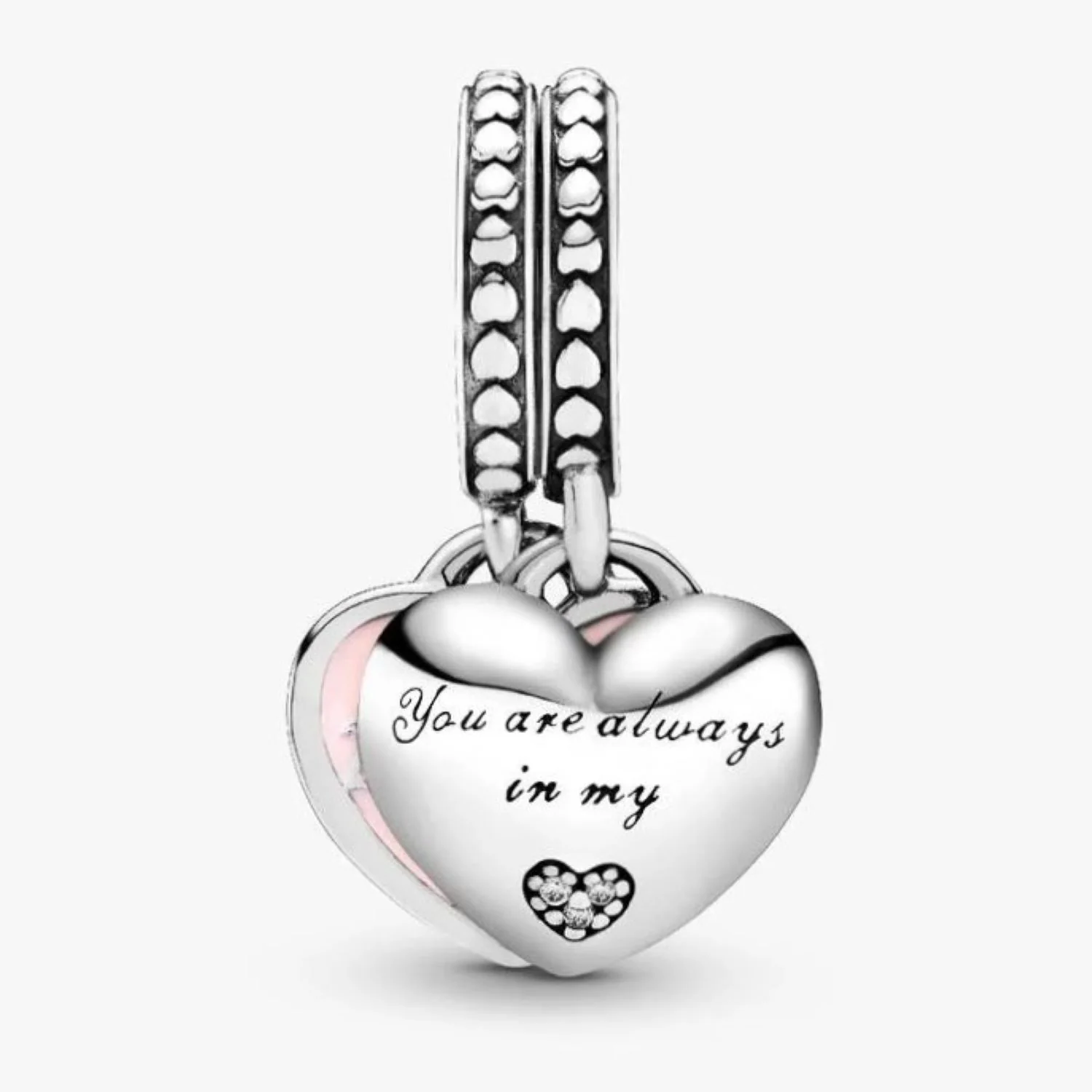 Pandora Moments 925 Sterling Silver Mother & Daughter Hearts Dangle Charm 792072EN40 - Image 3
