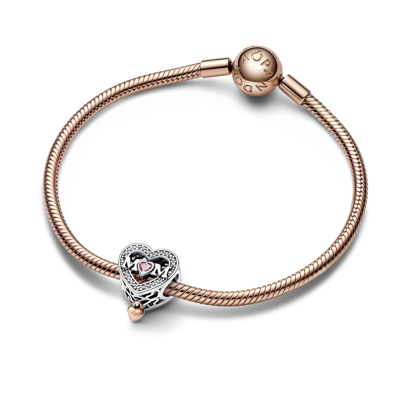 Pandora Moments 925 Sterling Silver Mum & Heart Charm 782653C01with14K RoseGold Plating - Image 4