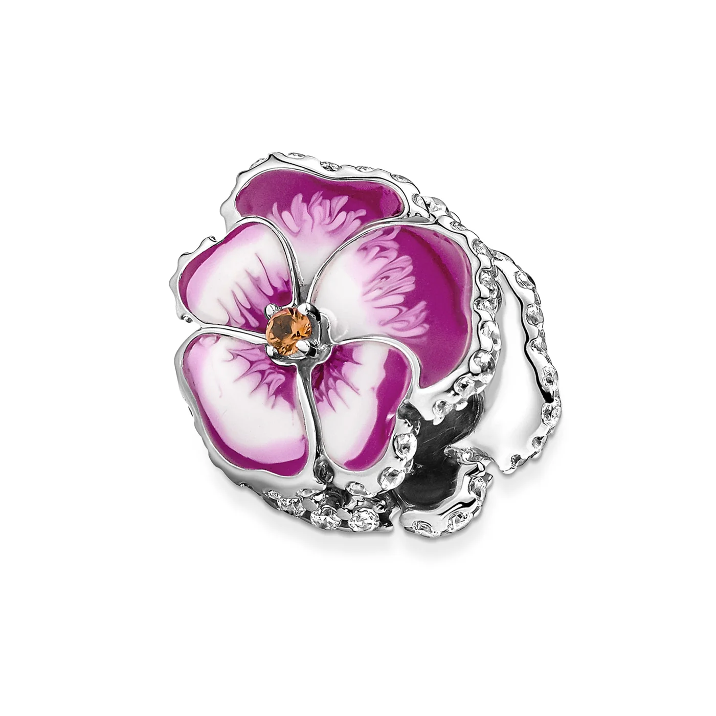 Pandora Moments 925 Sterling Silver Pansy Flower Charm 790777C01 - Image 6