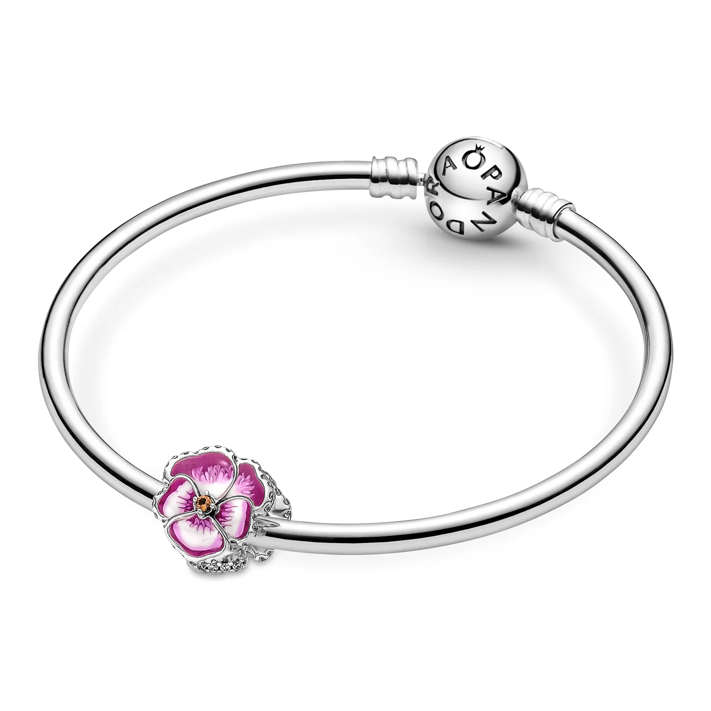 Pandora Moments 925 Sterling Silver Pansy Flower Charm 790777C01 - Image 7