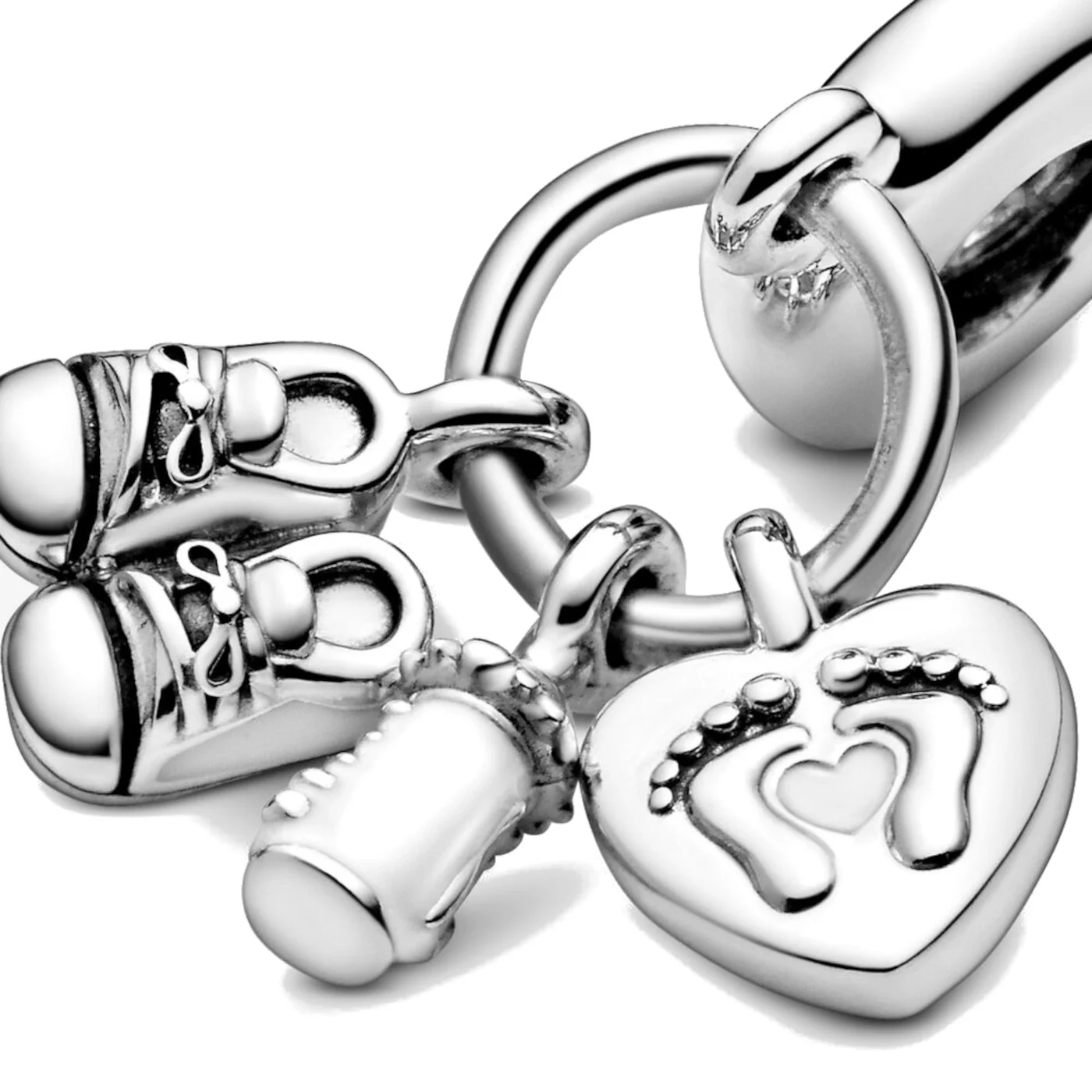 Pandora Moments 925 Sterling Silver Shoes Baby Bottle And Heart Charm 798106CZ - Image 7