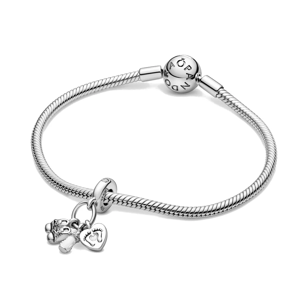 Pandora Moments 925 Sterling Silver Shoes Baby Bottle And Heart Charm 798106CZ - Image 8