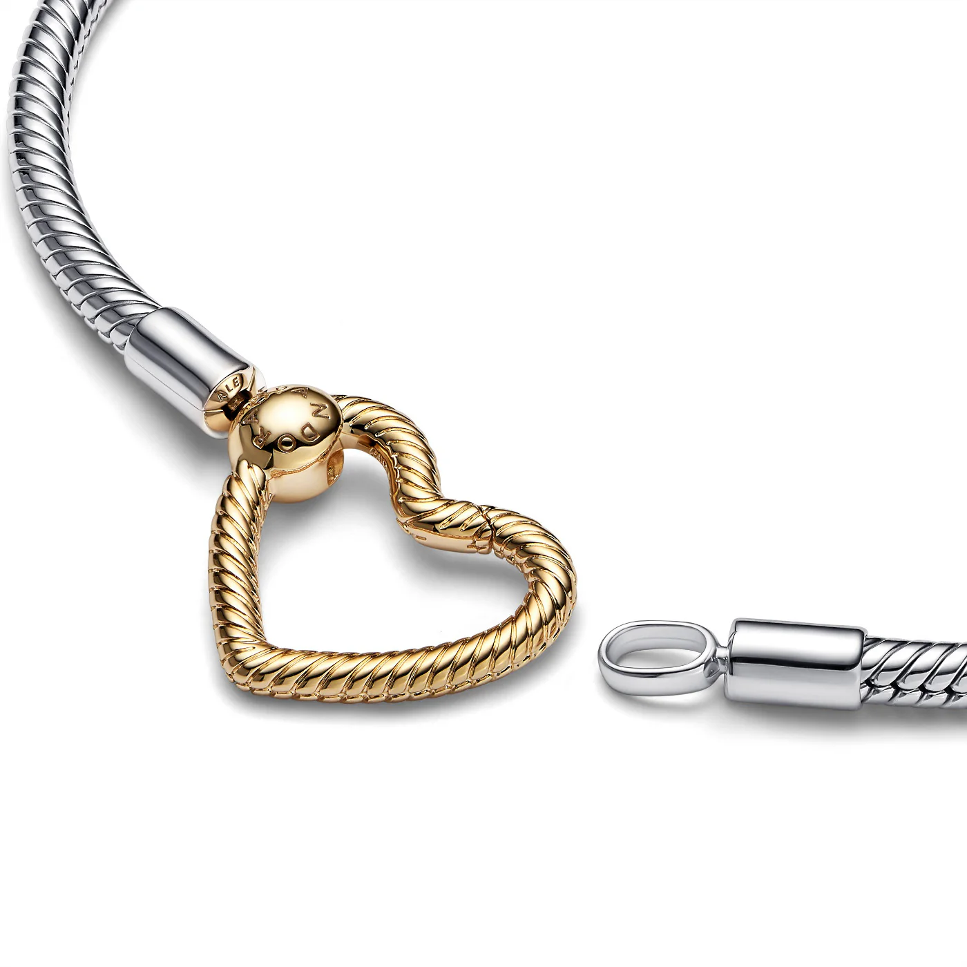 Pandora Moments 925 Sterling Silver Snake Chain Bracelet with 14 Carat Gold Plating 569539C00-19 - Image 4