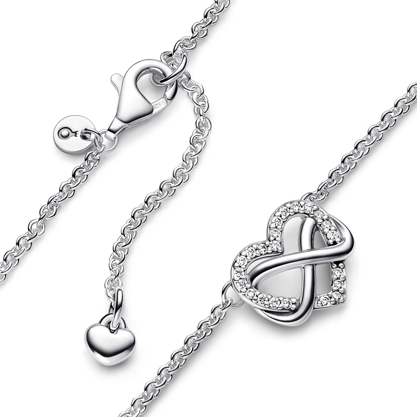 Pandora Moments 925 Sterling Silver Sparkling Infinity Heart Necklace 392666C01-50 - Image 4