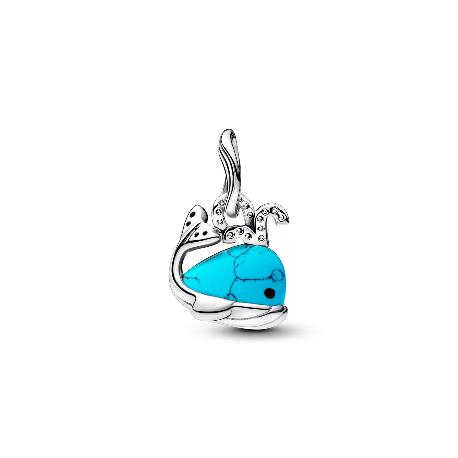 Pandora Moments 925 Sterling Silver Turquoise Whale Dangle Charm 793822C01 - Image 3