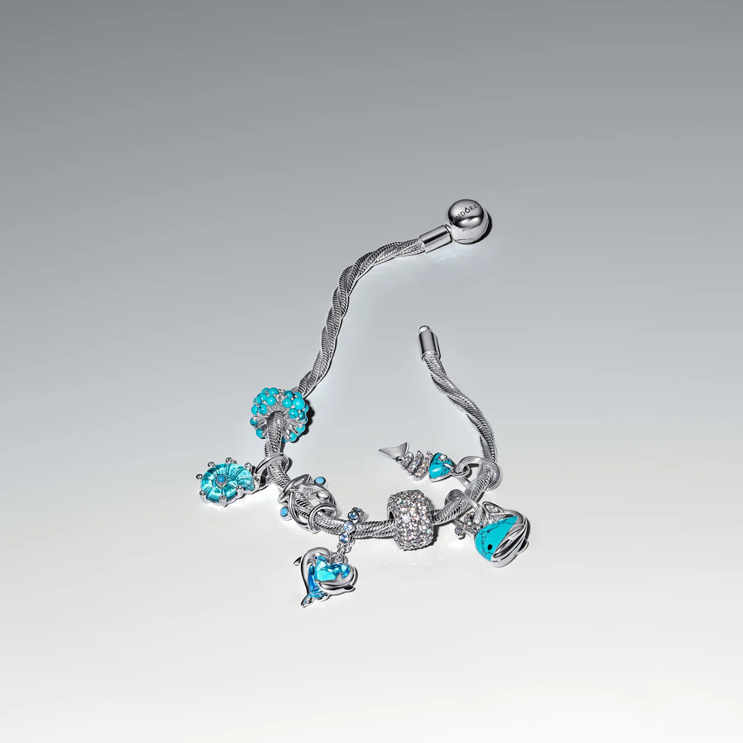 Pandora Moments 925 Sterling Silver Turquoise Whale Dangle Charm 793822C01 - Image 4