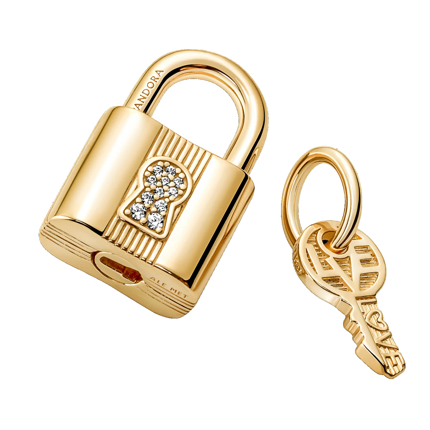 Pandora Moments Gold-coloured Padlock & Key Charm 760088C01 - Image 4