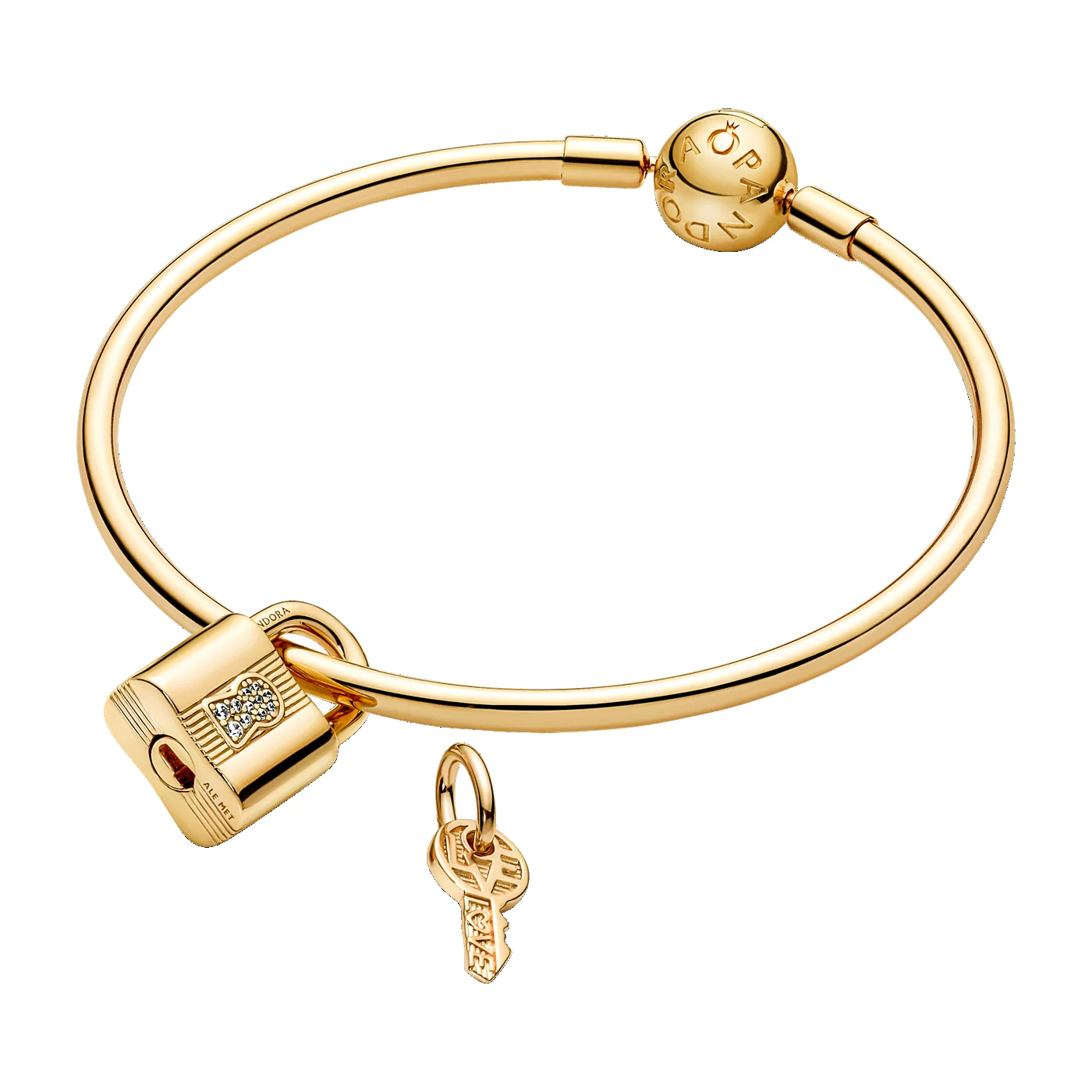 Pandora Moments Gold-coloured Padlock & Key Charm 760088C01 - Image 5