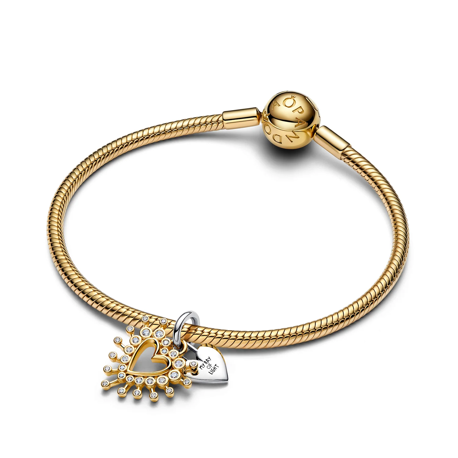Pandora Moments Gold Plated Radiant Heart Double Dangle Charm 764141C01 - Image 4