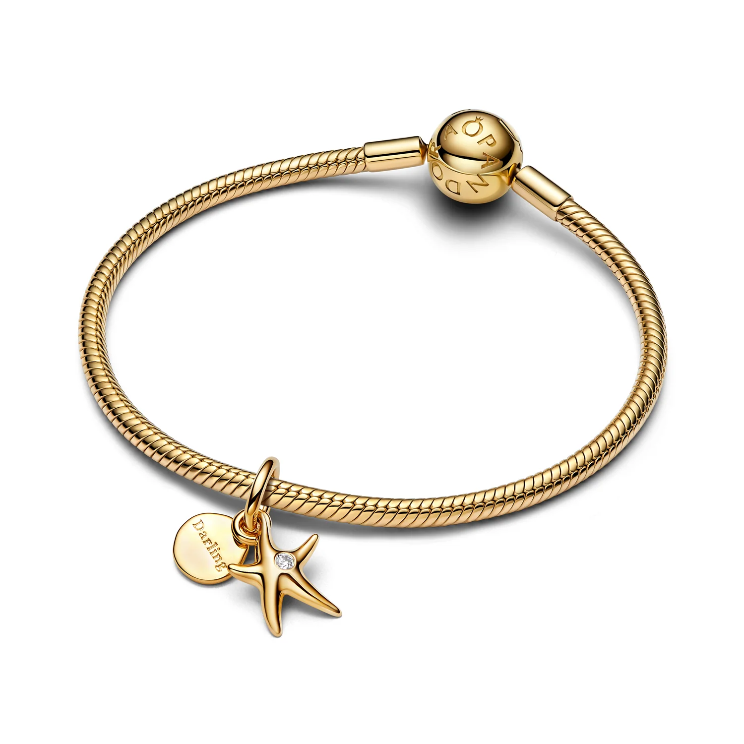 Pandora Moments Gold Plated Starfish Double Dangle Charm 763892C01 - Image 4