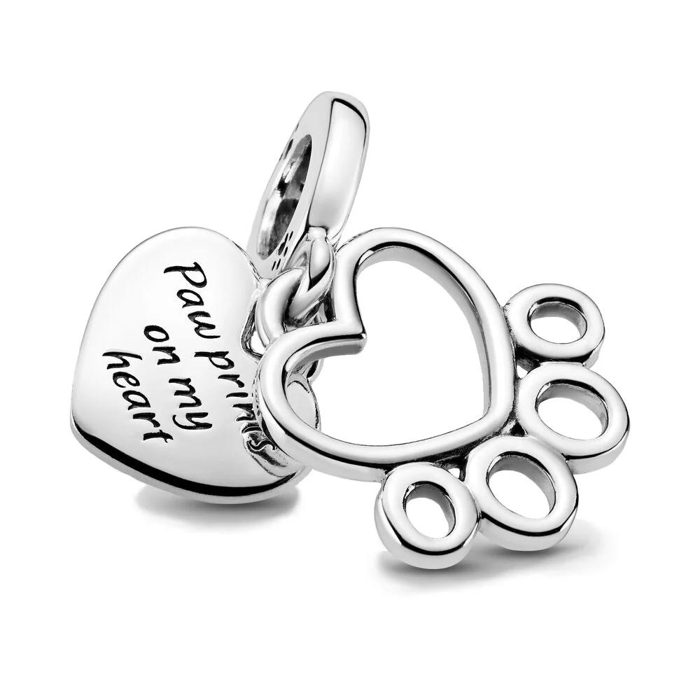 Pandora Passions 925 Sterling Silver Hearts & Paw Print Dangle Charm 799360C00 - Image 4