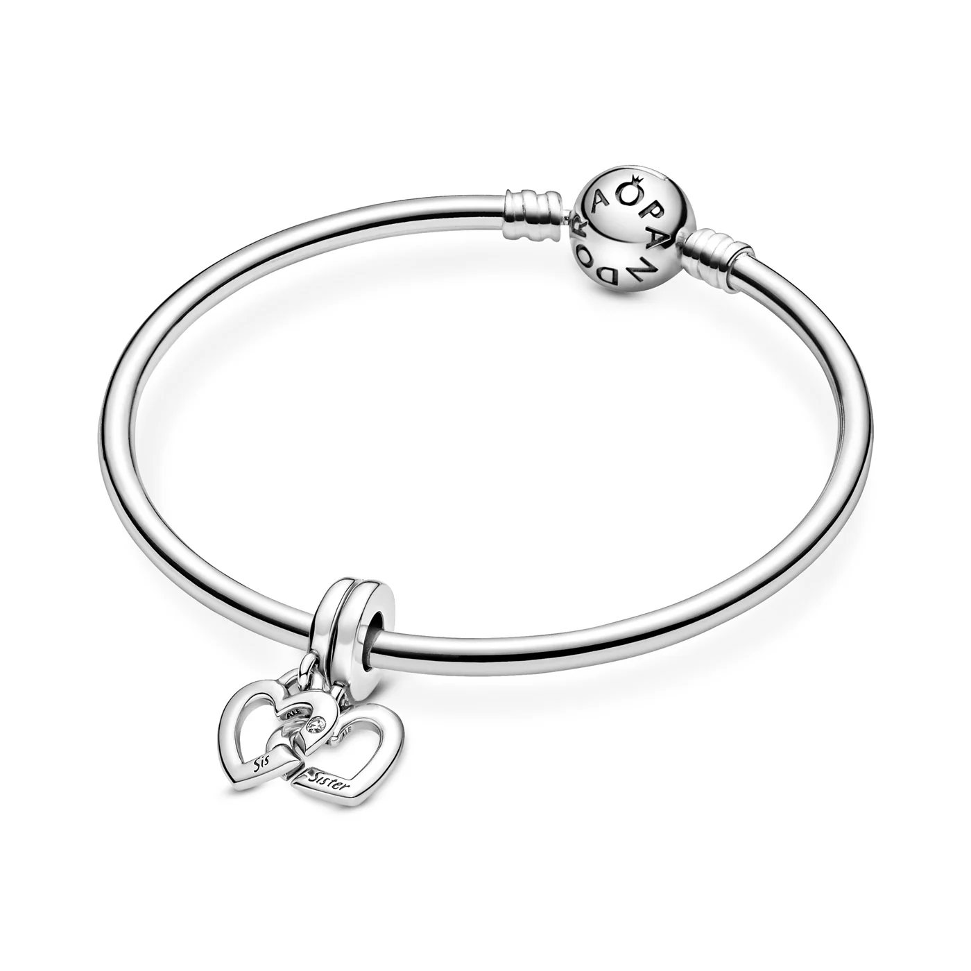 Pandora People Linked Sister Hearts Split Charm 799538C01 - Image 6