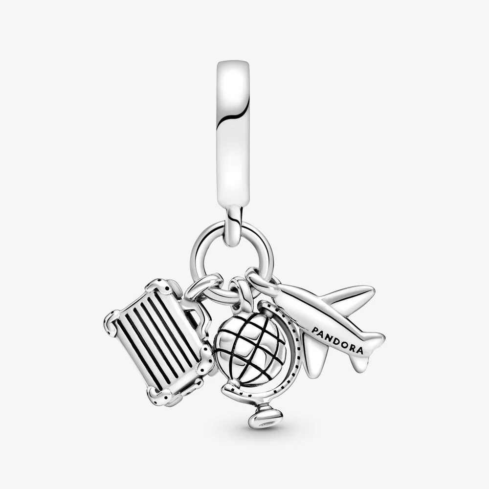 Pandora Places 925 Sterling Silver Airplane, Globe & Suitcase Charm 799435C01 - Image 4