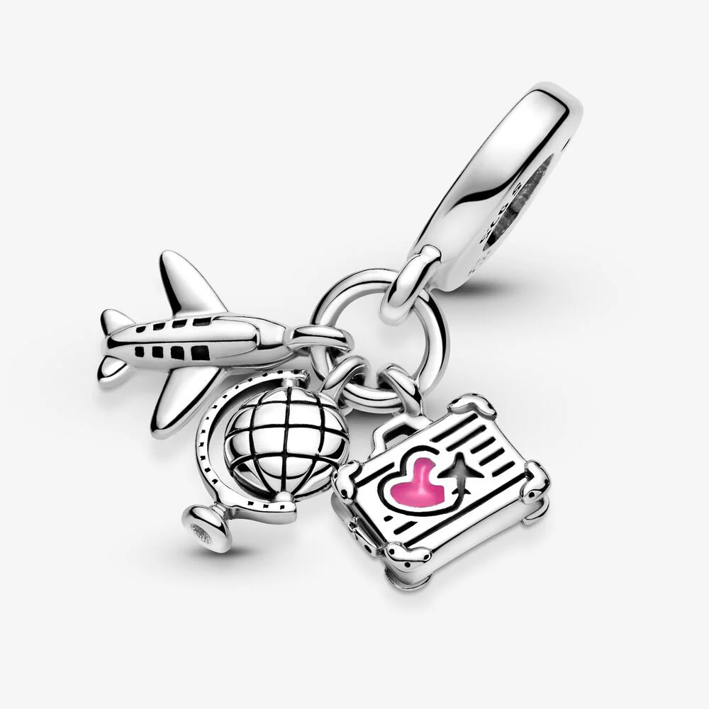 Pandora Places 925 Sterling Silver Airplane, Globe & Suitcase Charm 799435C01 - Image 5