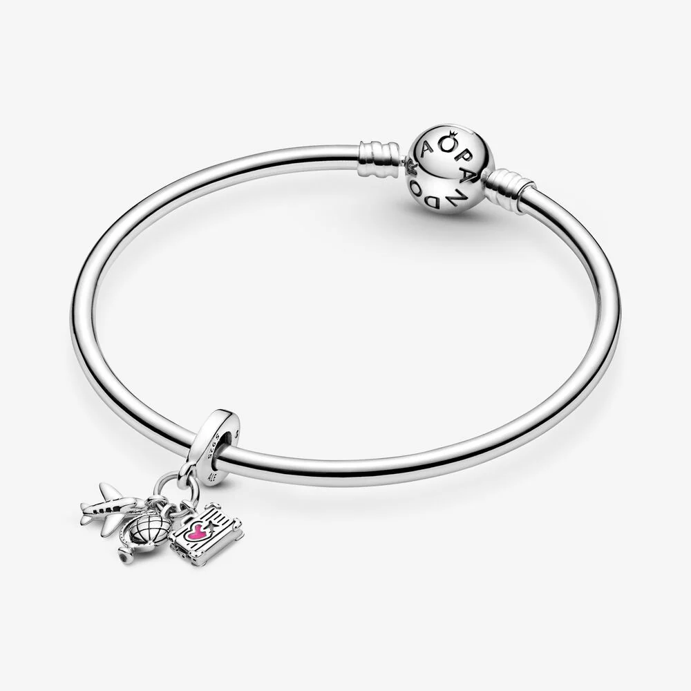 Pandora Places 925 Sterling Silver Airplane, Globe & Suitcase Charm 799435C01 - Image 6