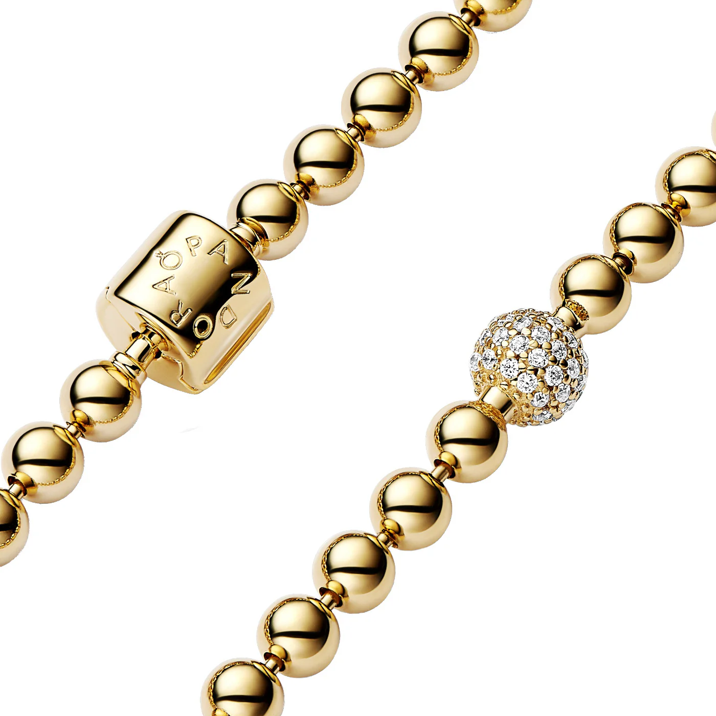 Pandora Signature Beads & Pavé Bracelet 568342C01-21with14 Carat Gold Plating - Image 2