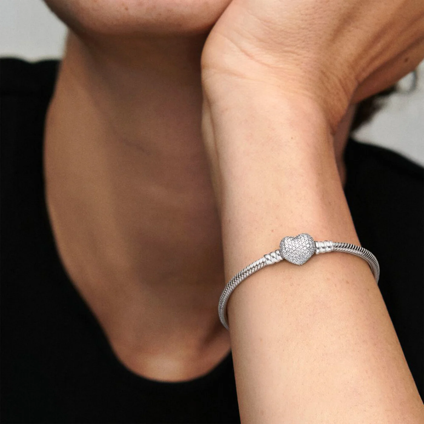 Pandora Silver Pave Heart Bracelet 590727CZ-16 (16.00 cm) - Image 3
