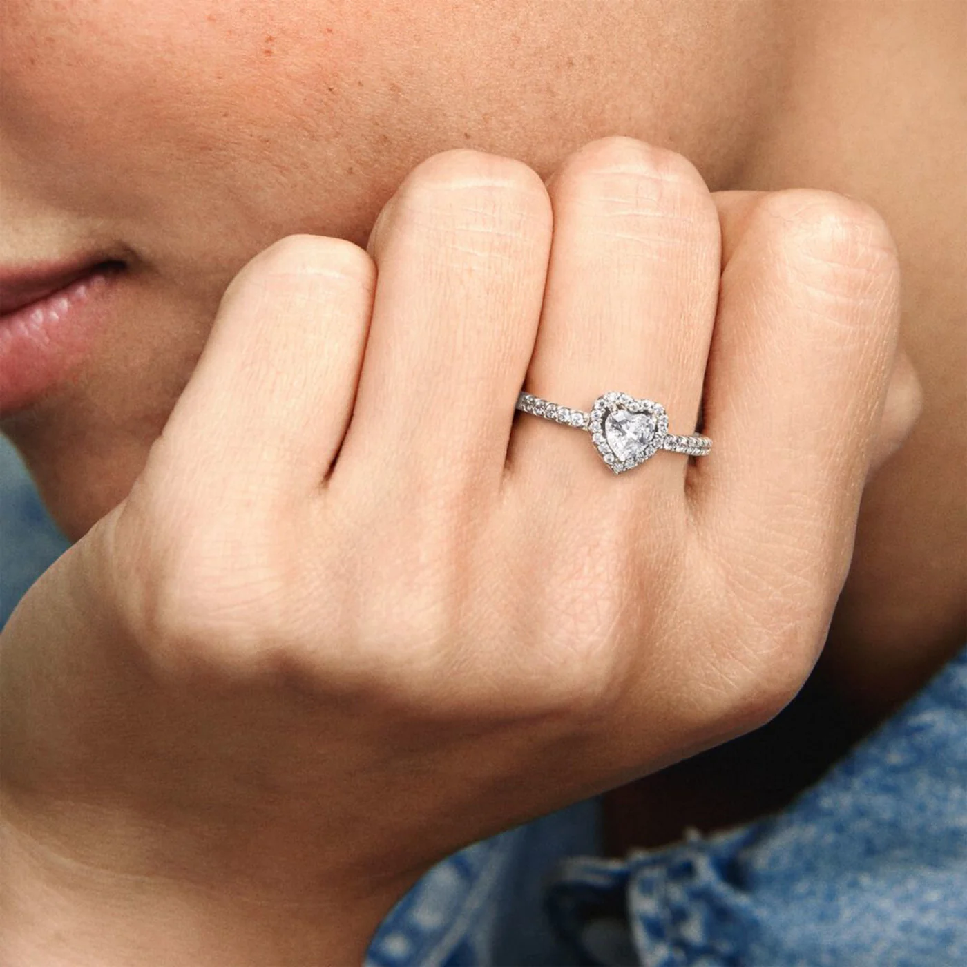 Pandora Stories 925 Sterling Silver Heart Ring 198421C01-52 (size: 52) - Image 3