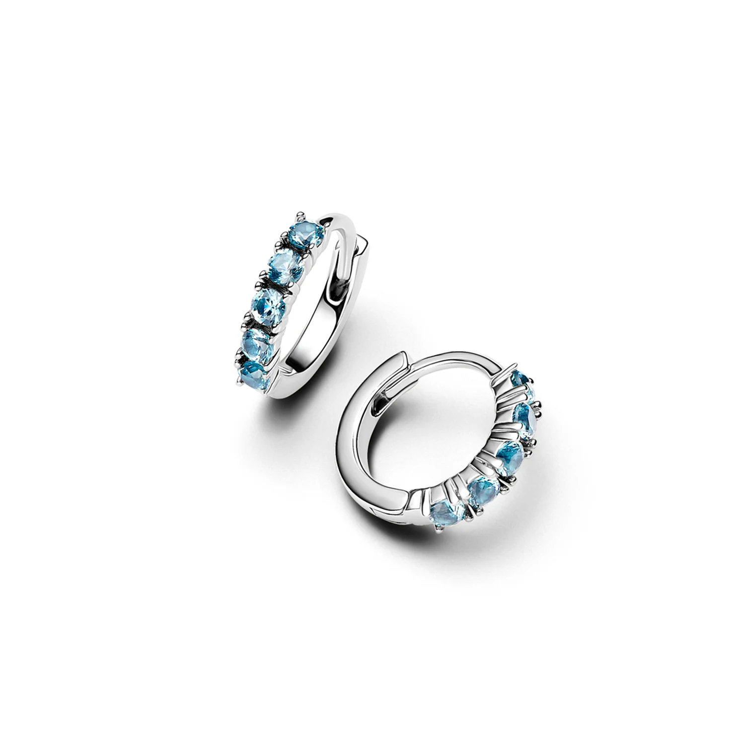Pandora Timeless 925 Sterling Silver Blue Huggie Earring 293849C01 - Image 2