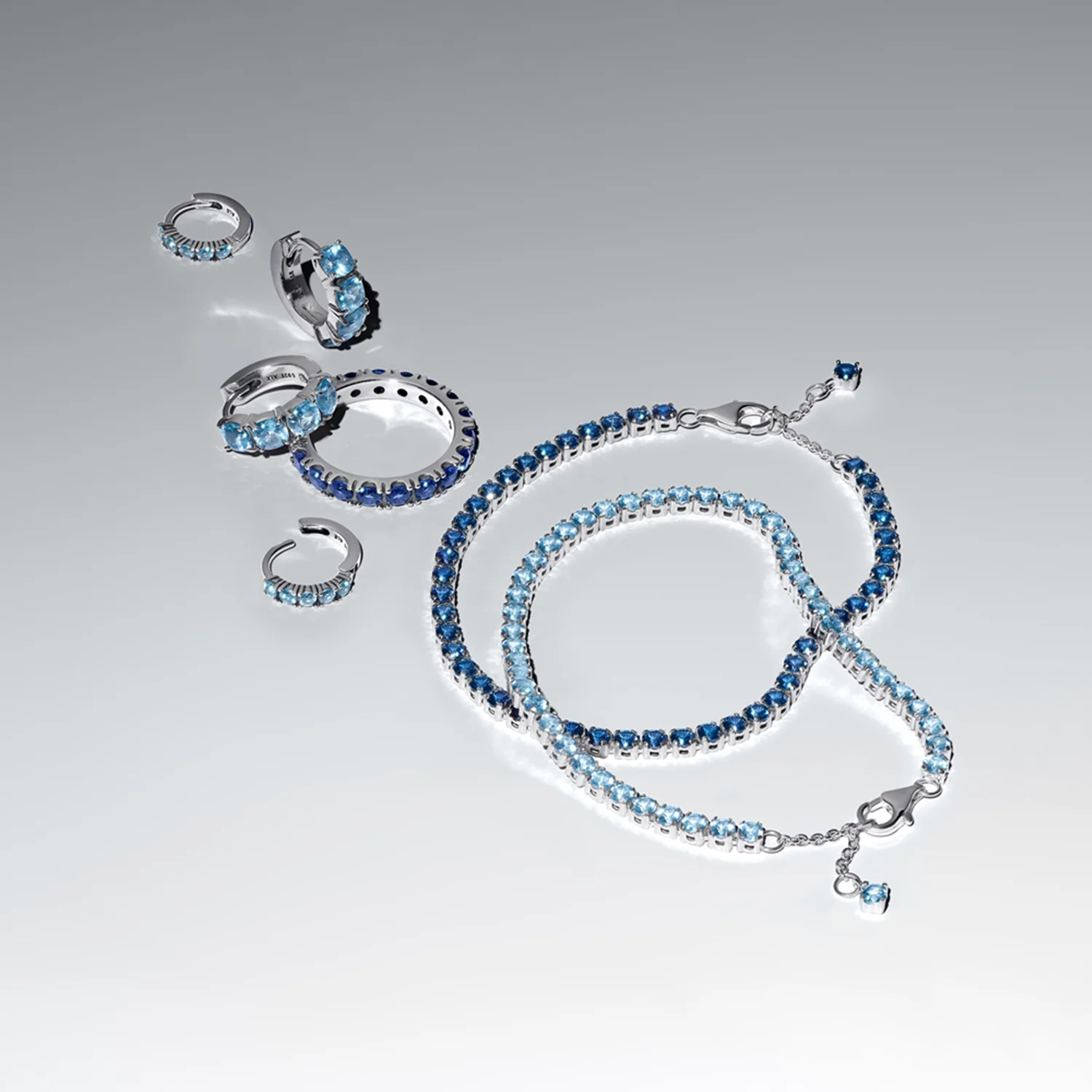 Pandora Timeless 925 Sterling Silver Blue Huggie Earring 293849C01 - Image 3