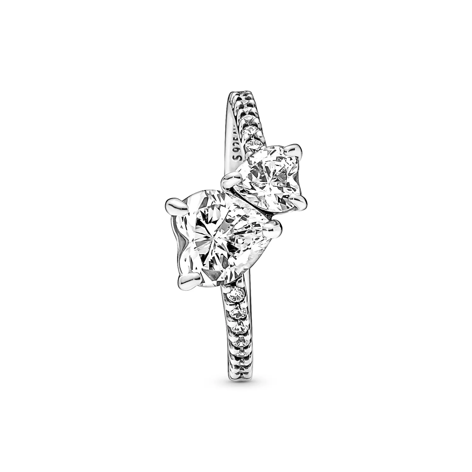 Pandora Timeless 925 Sterling Silver Double Heart Sparkling Ring 191198C01-52 - Image 3