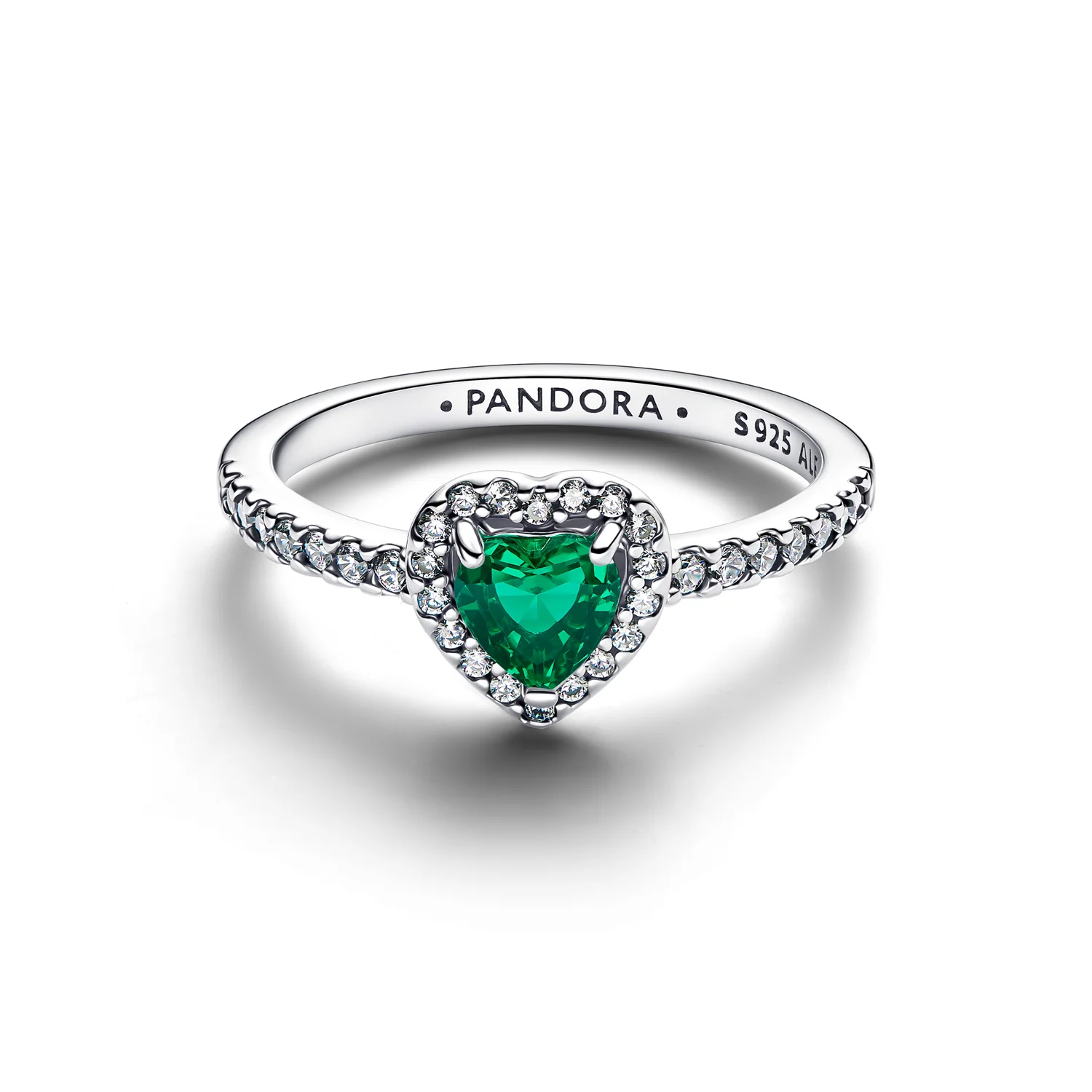 Pandora Timeless 925 Sterling Silver Elevated Royal Green Heart Ring 198421C07-54 - Image 2