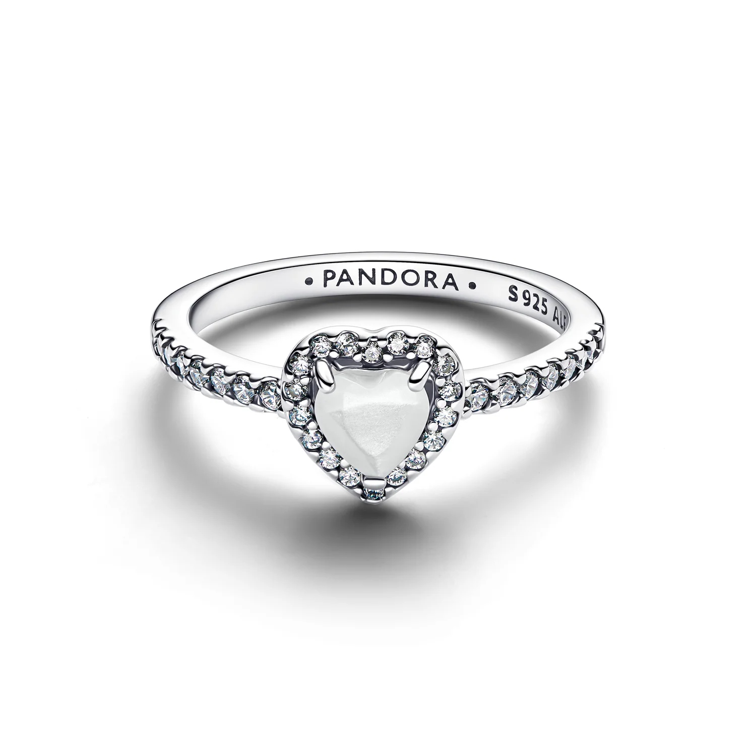 Pandora Timeless 925 Sterling Silver Elevated White Heart Ring 198421C11-50 - Image 2