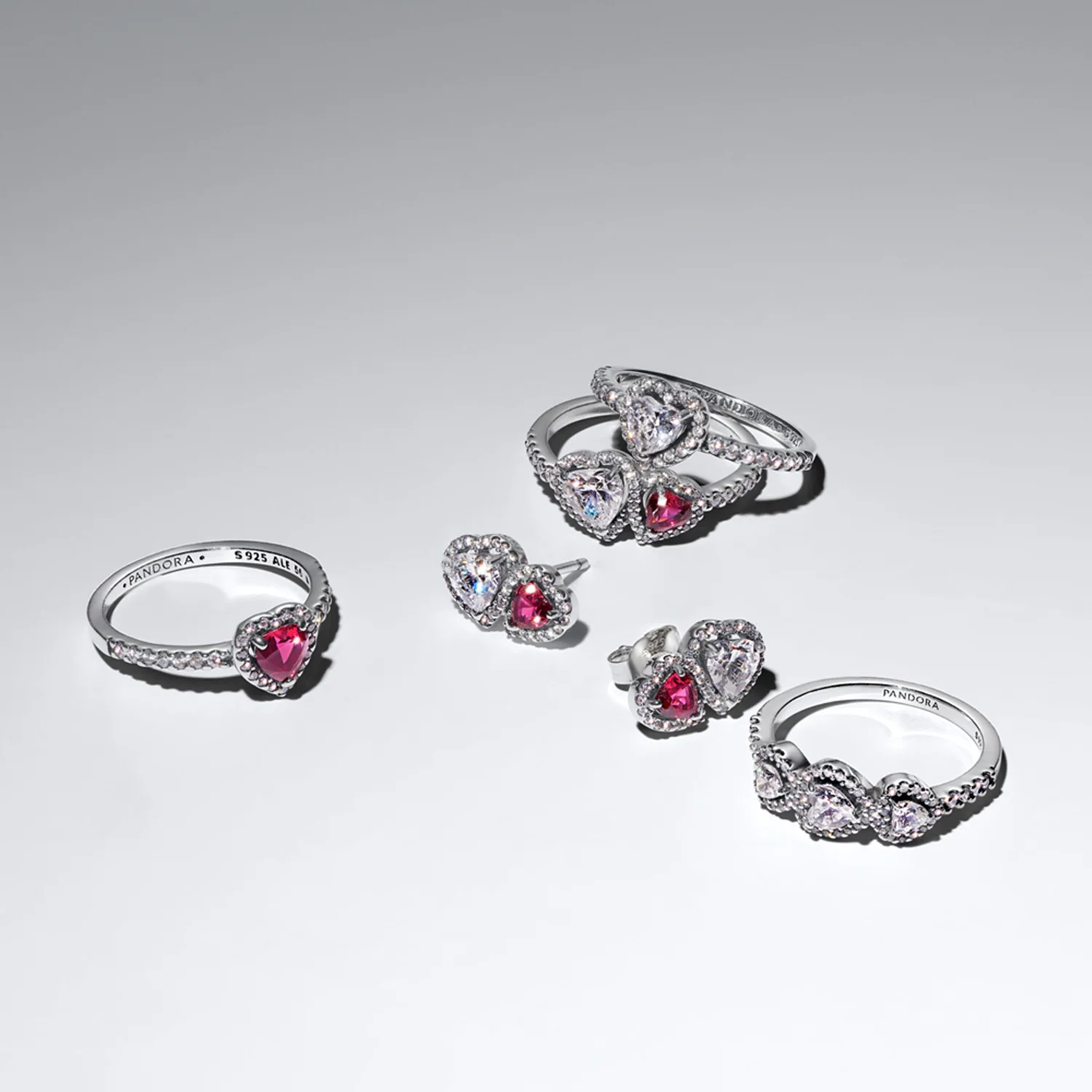 Pandora Timeless 925 Sterling Silver Halo Heart Trilogy Ring 194413C01-54 - Image 3