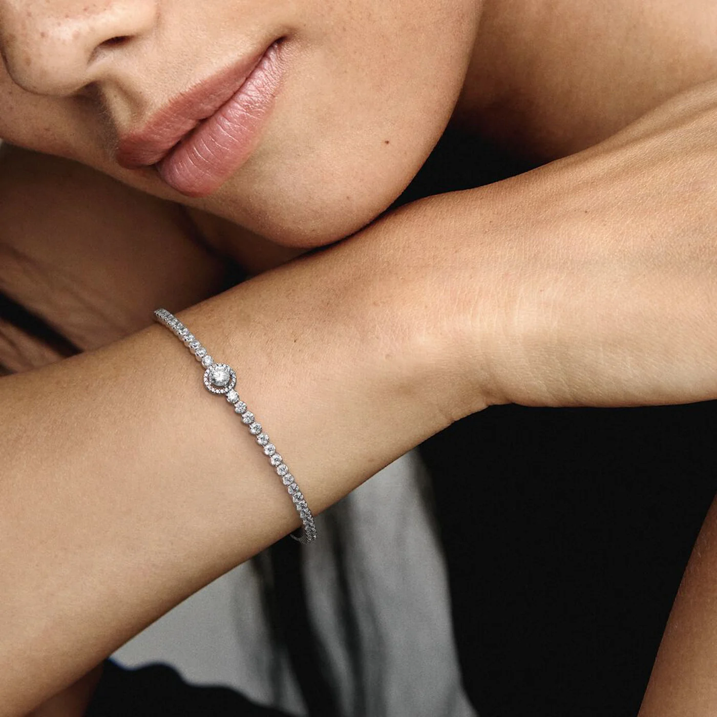 Pandora Timeless 925 Sterling Silver Sparkling Halo Tennis Bracelet 599416C01-16 - Image 3