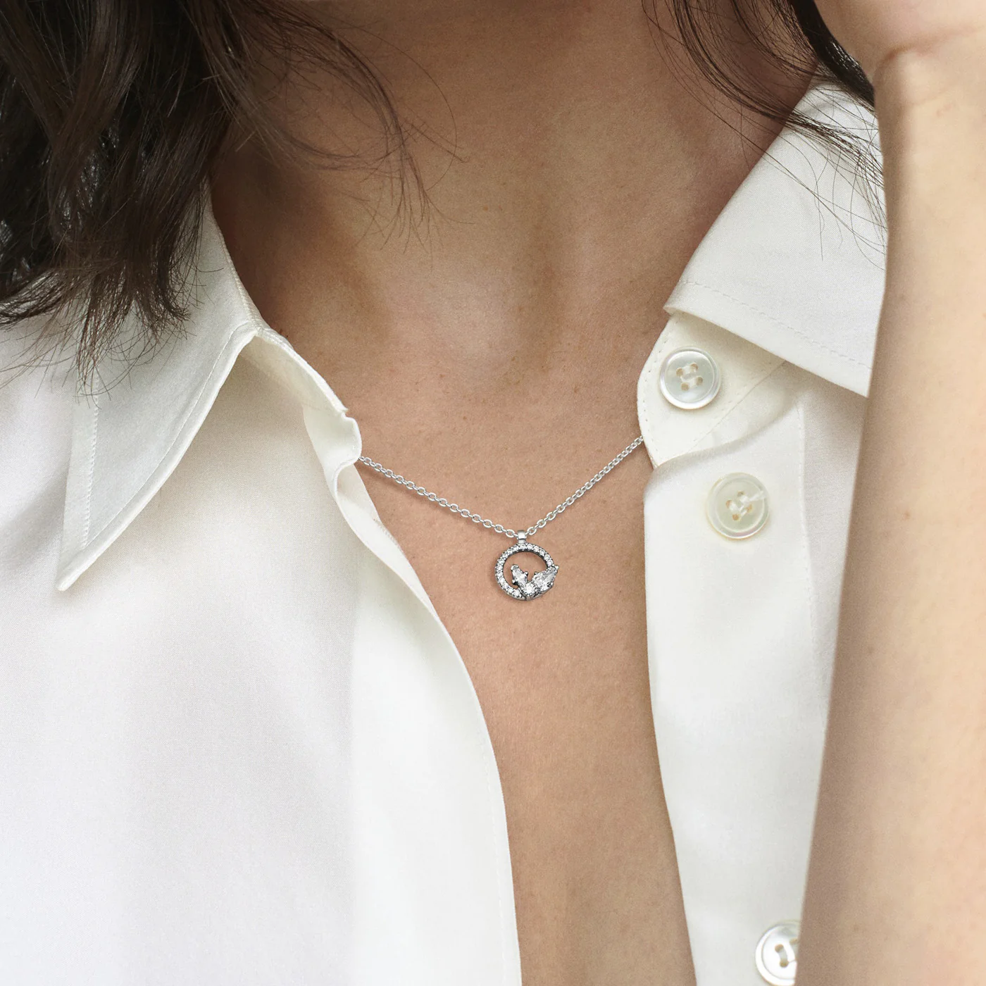 Pandora Timeless 925 Sterling Silver Sparkling Herbarium Circle & Cluster Necklace 392620C01-45 - Image 3