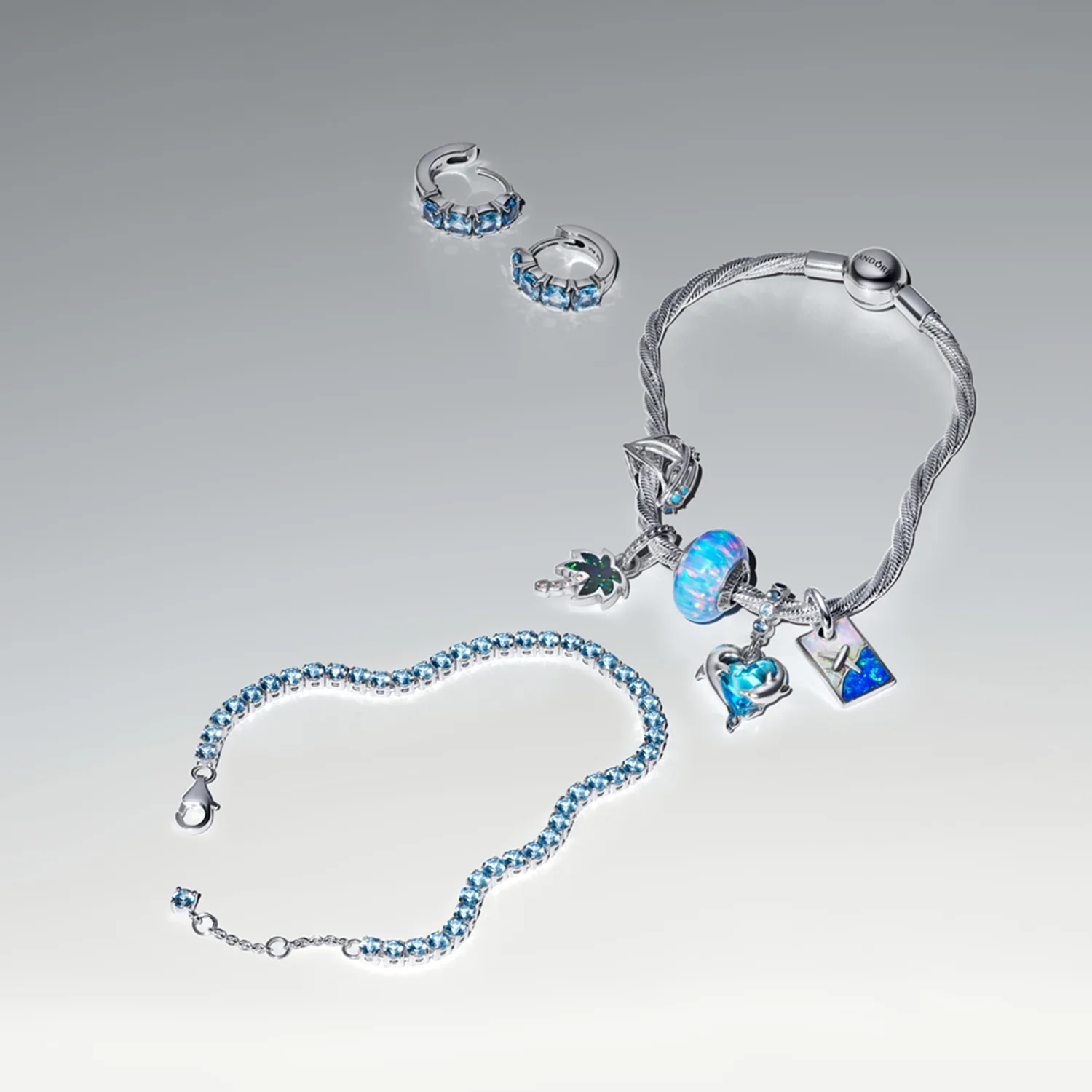 Pandora Timeless 925 Sterling Silver Sparkling Light Blue Tennis Bracelet 591469C03-18 - Image 2