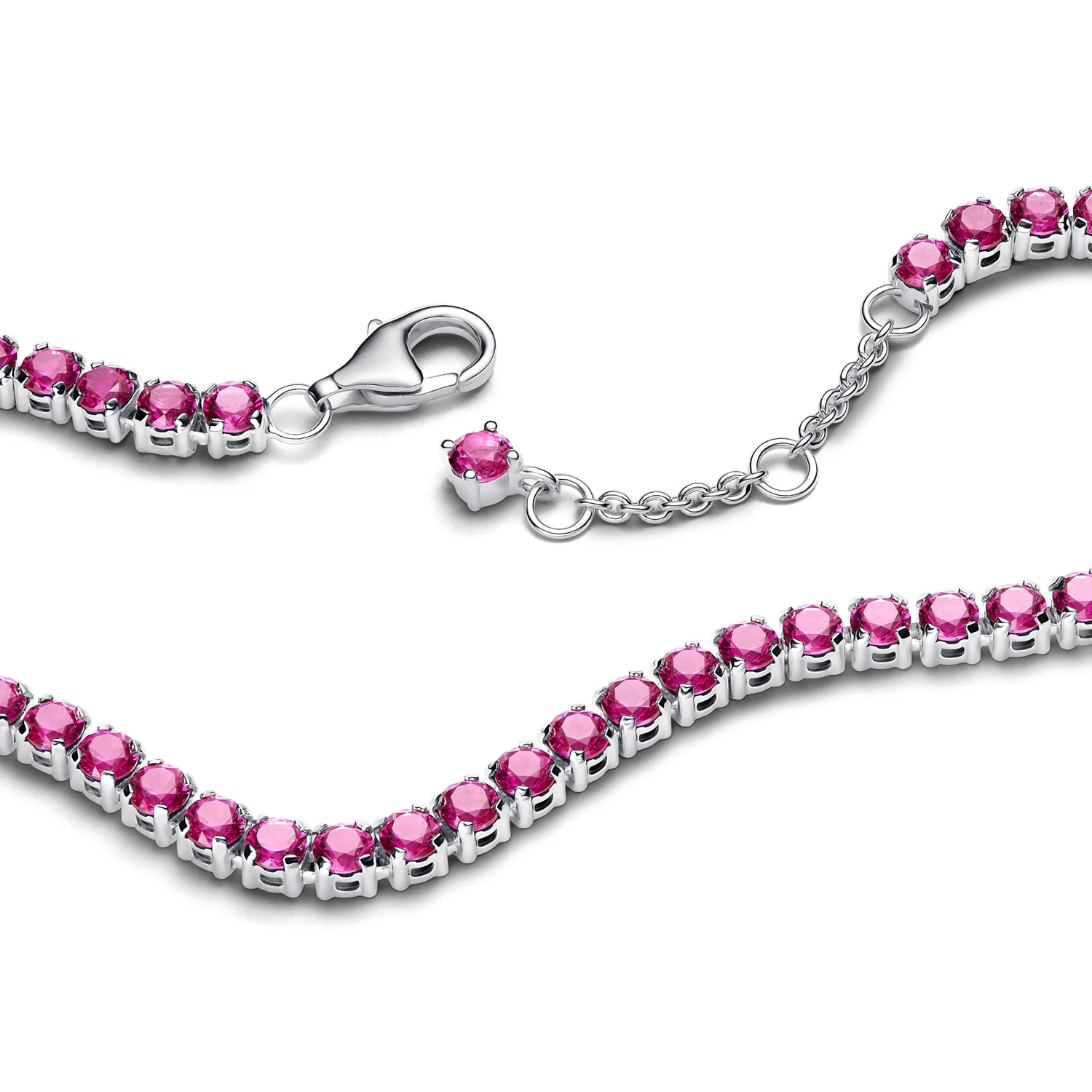 Pandora Timeless 925 Sterling Silver Sparkling Pink Tennis Bracelet 591469C04-18 - Image 2